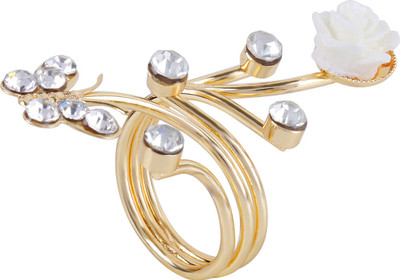 

Fasherati Butterfly and Flower Cocktail Alloy Crystal Ring, Gold