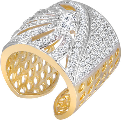 

Fasherati CZ Stone Index Finger Broad Band Alloy Crystal Ring, Pink
