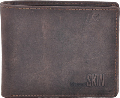 

Second Skin Men Grey Genuine Leather Wallet(10 Card Slots)