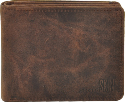

Second Skin Men Grey Genuine Leather Wallet(10 Card Slots)