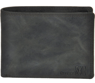 

Second Skin Men Black Genuine Leather Wallet(10 Card Slots)