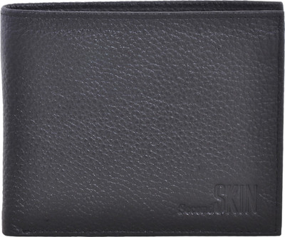 

Second Skin Men Black Genuine Leather Wallet(10 Card Slots)