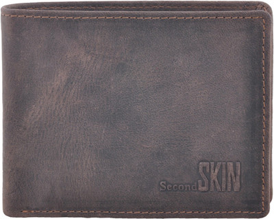 

Second Skin Men Grey Genuine Leather Wallet(10 Card Slots)