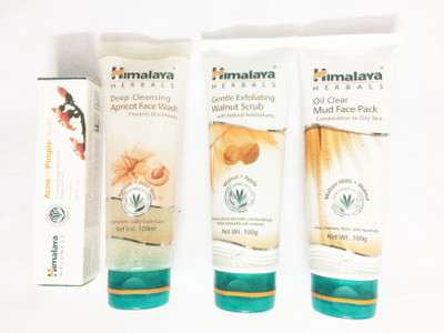 

Himalaya deep cleansing apricot face wash, scrub, pack, and pimple cream(Set of)