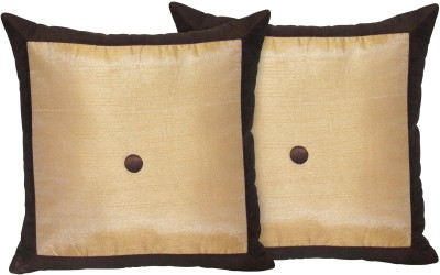 ZIKRAK EXIM Dupion Silk Cushions & Pillows Cover(Pack of 2, 40 cm*40 cm, Brown, Beige)