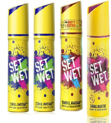

Set Wet 2 Chill Avatar And 1 Thrill Avatar 1 Swag Avatar set of 5 Deodorant Spray - For Men(150 ml, Pack of 4)