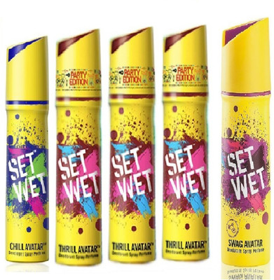 Set Wet 1 Chill Avatar And 3 Thrill Avatar 1 Swag Avatar ( Set of 5 ) Deodorant Spray - For Men(150 ml, Pack of 5)