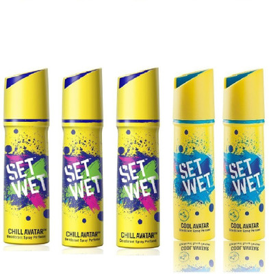 

Set Wet 3 Chill Avatar And 2 Cool Avatar set of 5 Deodorant Spray - For Men(150 ml, Pack of 5)