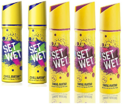 

Set Wet 2 Chill Avatar And 3 Swag Avatar set of 5 Deodorant Spray - For Men(150 ml, Pack of 5)