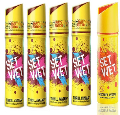

Set Wet 4 Thrill Avatar And 1 Mischief Avatar Set of 5 Deodorant Spray - For Men(150 ml, Pack of 5)