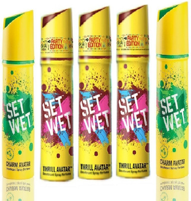 

Set Wet 2 Charm Avatar And 3 Thrill Avatar ( set of 5) Deodorant Spray - For Men(150 ml, Pack of 5)