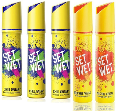 

Set Wet 3 Chill Avatar And 2 Mischief Avatar set of 5 Deodorant Spray - For Men(150 ml, Pack of 5)