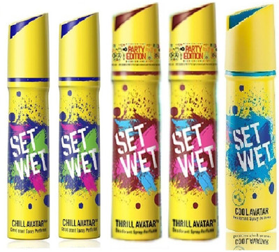 

Set Wet 2 Chill Avatar And 2 Thrill Avatar 1 Cool Avatar set of 5 Deodorant Spray - For Men(150 ml, Pack of 5)