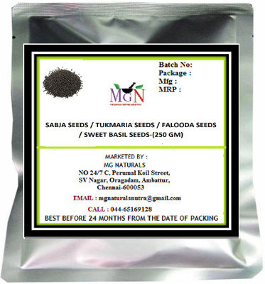 

MG Naturals SABJA / TUKMARIA / FALOODA / SWEET BASIL-(250 GM)(250 ml)