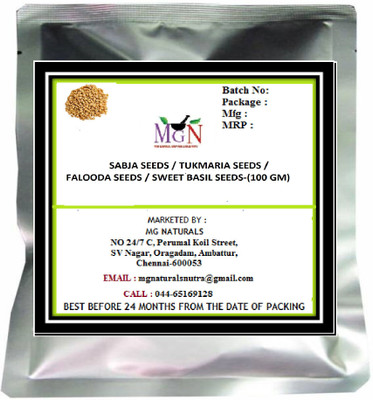 MG Naturals SABJA SEEDS / TUKMARIA SEEDS / FALOODA SEEDS / SWEET BASIL SEEDS-(100 GM)(100 g)