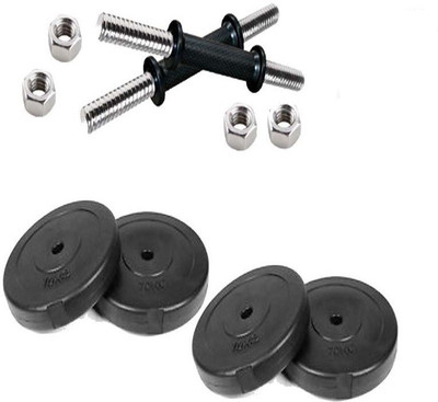 

Body Grip 8KG HOME GYM SET 2KG x 4 + 2 DUMBBELL ROD OF 14 INCHES Adjustable Dumbbell(10 kg), Black