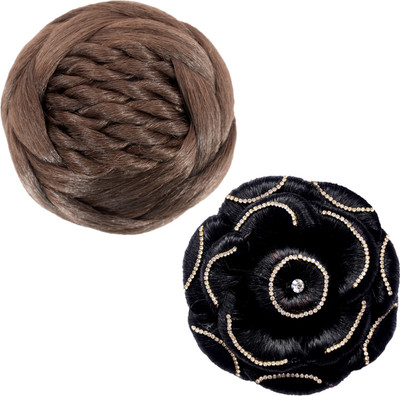 

Mansiyaorange Latest Exclusive Artificial Hair/Hair Extension Collection Bun Clip(Brown)