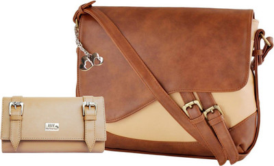 

I Define U Hand-held Bag(Brown, Beige), Beige;brown