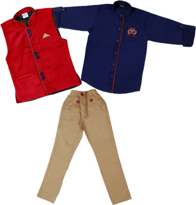 

Bad Boys Boys Festive & Party Shirt, Waistcoat and Pant Set(Multicolor Pack of 3, Red