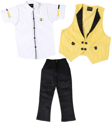 

Bad Boys Boys Festive & Party Shirt, Waistcoat and Pant Set(Multicolor Pack of 3, Yellow