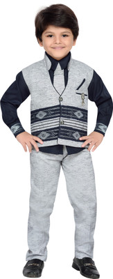

AJ Dezines Boys Festive & Party Shirt, Waistcoat and Pant Set(Blue Pack of 1