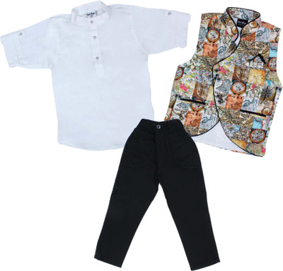 

Bad Boys Boys Festive & Party Shirt, Waistcoat and Pant Set(Multicolor Pack of 3, Mustard