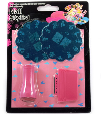

Savni nail art stamping kit double design plate for women(pink)