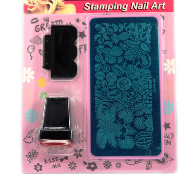 

Savni nail art rectangle design plate stamping kit for women(pink)