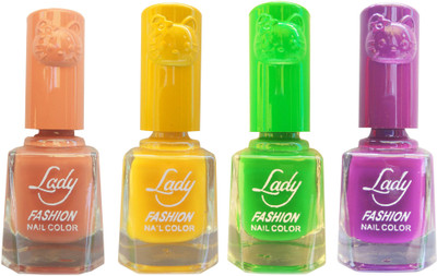 

Lady Fashion Colour Cap Insta Dry Nail polish (Evergreen Colours) Brown,Yellow,Green,Purple(Pack of 4)