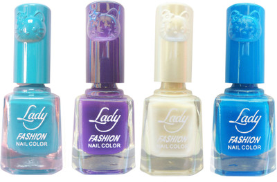 

Lady Fashion Colour Cap Insta Dry Nail polish (Evergreen Colours) Blue,Purple,White,Blue(Pack of 4)