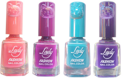 

Lady Fashion Colour Cap Insta Dry Nail polish (Evergreen Colours) Pink,Purple,Blue,Purple(Pack of 4)