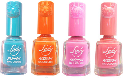 

Lady Fashion Colour Cap Insta Dry Nail polish (Evergreen Colours) Blue,Orange,Pink,Pink(Pack of 4)