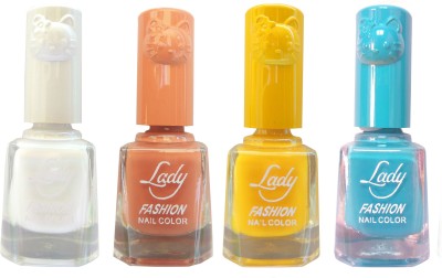 

Lady Fashion Colour Cap Insta Dry Nail polish (Evergreen Colours) White,Brown,Yellow,Blue,(Pack of 4)