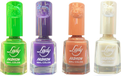 

Lady Fashion Colour Cap Insta Dry Nail polish (Evergreen Colours) Green,Purple,Brown,White(Pack of 4)