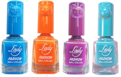 

Lady Fashion Colour Cap Insta Dry Nail polish (Evergreen Colours) Blue,Orange,Purple,Blue(Pack of 4)