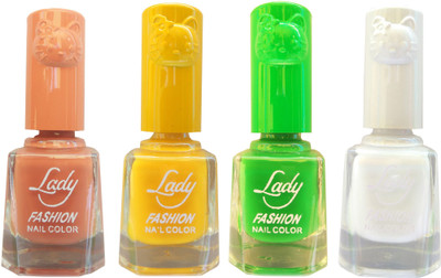 

Lady Fashion Colour Cap Insta Dry Nail polish (Evergreen Colours) Brown,Yellow,Green,White(Pack of 4)