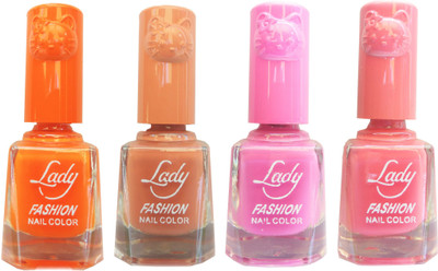 

Lady Fashion Colour Cap Insta Dry Nail polish (Evergreen Colours) Orange,Brown,Pink,Pink(Pack of 4)