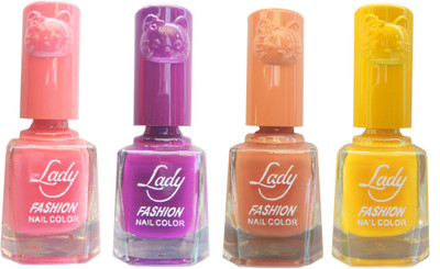 

Lady Fashion Colour Cap Insta Dry Nail polish (Evergreen Colours) Pink,Purple,Brown,Yellow(Pack of 4)