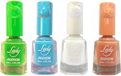 

Lady Fashion Colour Cap Insta Dry Nail polish (Evergreen Colours) Green,Blue,White,Brown(Pack of 4)