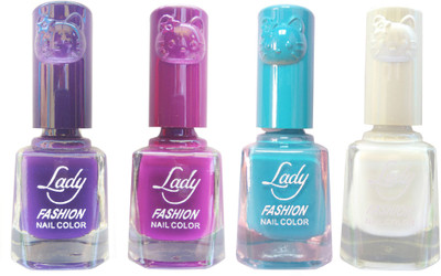 

Lady Fashion Colour Cap Insta Dry Nail polish (Evergreen Colours) Purple,Purple,Blue,White(Pack of 4)