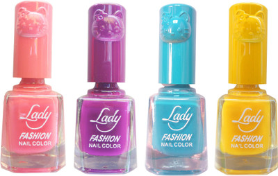 

Lady Fashion Colour Cap Insta Dry Nail polish (Evergreen Colours) Pink,Purple,Blue,Yellow(Pack of 4)