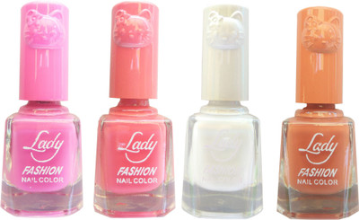 

Lady Fashion Colour Cap Insta Dry Nail polish (Evergreen Colours) Pink,Pink,White,Brown(Pack of 4)
