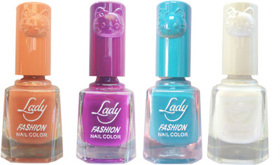 

Lady Fashion Colour Cap Insta Dry Nail polish (Evergreen Colours) Brown,Purple,Blue,White(Pack of 4)