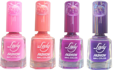 

Lady Fashion Colour Cap Insta Dry Nail polish (Evergreen Colours) Pink,Pink,Purple,Purple(Pack of 4)