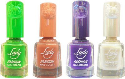 

Lady Fashion Colour Cap Insta Dry Nail polish (Evergreen Colours) Green,Brown,Purple,White(Pack of 4)