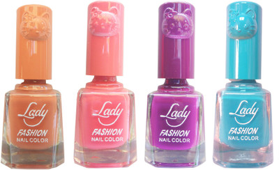 

Lady Fashion Colour Cap Insta Dry Nail polish (Evergreen Colours) Brown,Pink,Purple,Blue(Pack of 4)