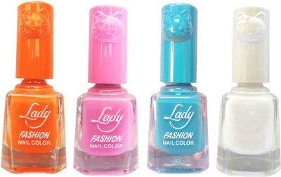 

Lady Fashion Colour Cap Insta Dry Nail polish (Evergreen Colours) Orange,Pink,Blue,White(Pack of 4)