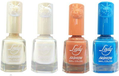 

Lady Fashion Colour Cap Insta Dry Nail polish (Evergreen Colours) White,White,Brown,Blue(Pack of 4)
