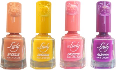 

Lady Fashion Colour Cap Insta Dry Nail polish (Evergreen Colours) Brown,Yellow,Pink,Purple(Pack of 4)