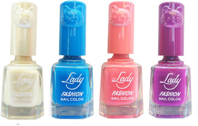 

Lady Fashion Colour Cap Insta Dry Nail polish (Evergreen Colours) White,Blue,Pink,Purple(Pack of 4)